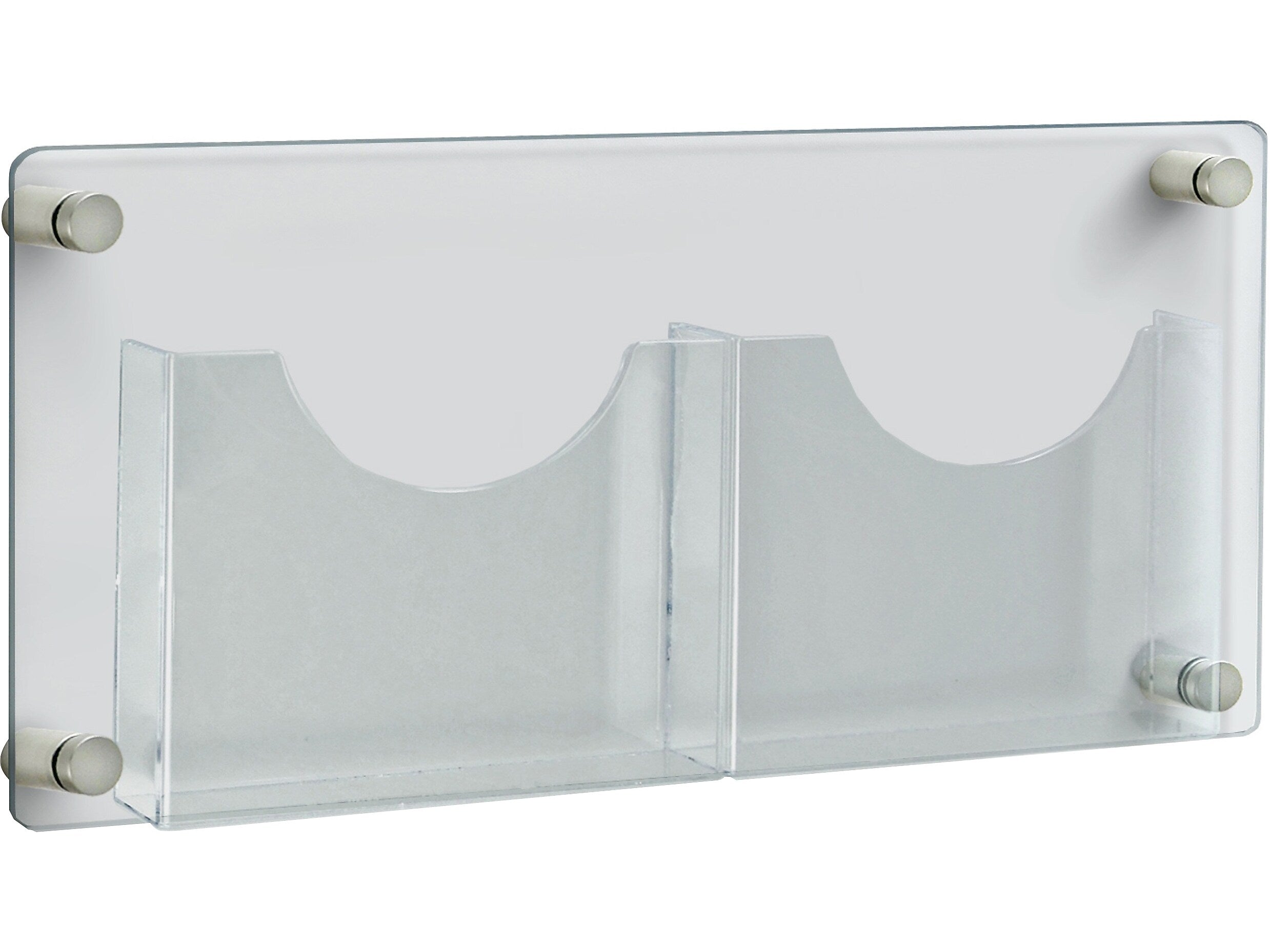Azar Brochure Holder, 23" x 11", Horizontal, Wall Mounted, Silver, Acrylic (105586)
