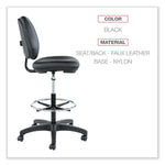 Alera Interval Series Armless Faux Leather Task Stool with Backrest and Lumbar Support, Black (ALEIN4616)
