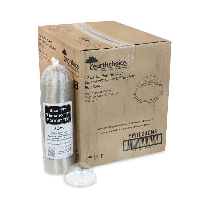 Pactiv Evergreen EarthChoice Strawless RPET Lid, Dome Lid, Clear, 1,020/Carton (PCTYPDL24CNH)