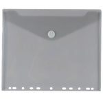 JAM PAPER Plastic 3 Hole Punch Binder Envelopes with Hook & Loop Closure, Letter Booklet, 9 1/2 x 11 1/2, Smoke Grey, 12/Pack