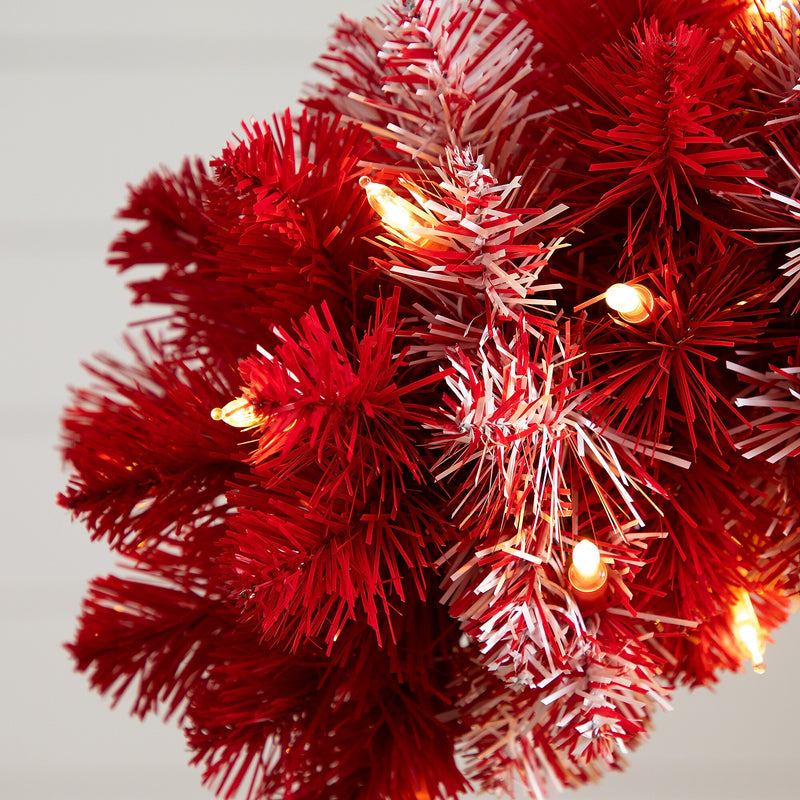 Nearly Natural 30-in Pre-Lit Artificial Candy Cane Christmas Tree with 100 Micro LED Lights (T4702)