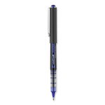 VISION Rollerball Pen, Stick, Bold 1 mm, Blue Ink, Black/Blue/Clear Barrel, Dozen