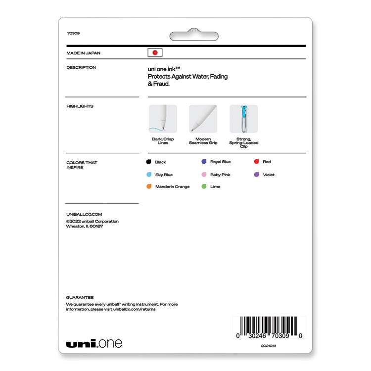 uniONE Gel Pen, Retractable, Medium 0.7 mm, Assorted Inspirational Ink and Barrel Colors, 8/Pack
