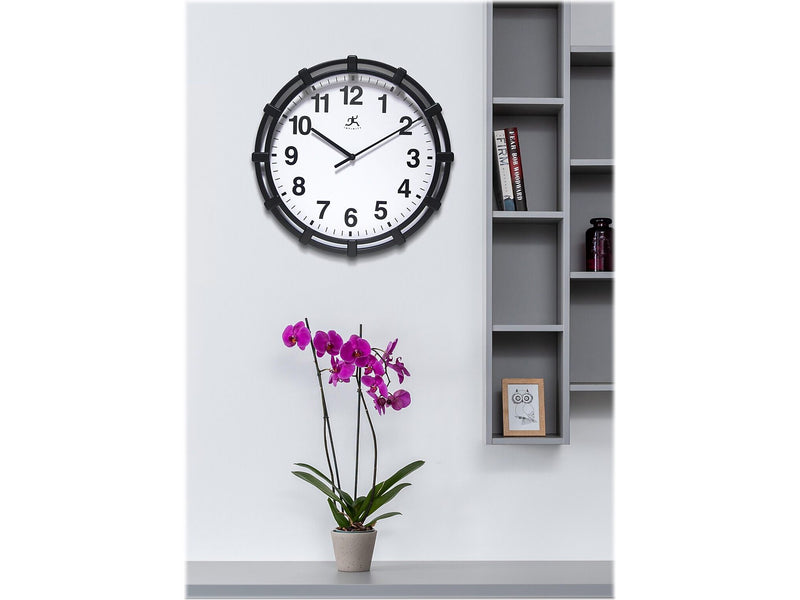 Infinity Instruments Skipper Wall Clock, Plastic/Glass, 16"Dia. (20309BK-4547)