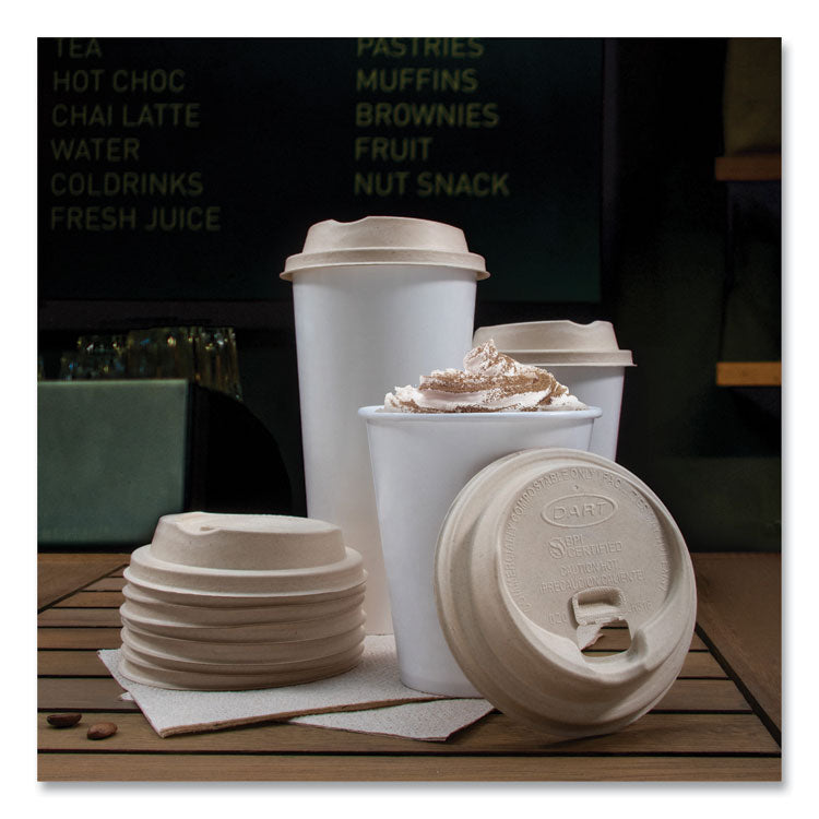 Molded Fiber Lids for Paper Cups, ProPlanet Seal, Fits 10 oz to 24 oz Hot Cups, Tan, 1,000/Carton