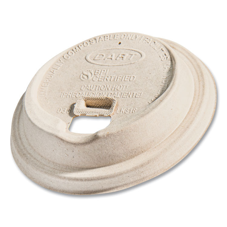 Molded Fiber Lids for Paper Cups, ProPlanet Seal, Fits 10 oz to 24 oz Hot Cups, Tan, 1,000/Carton