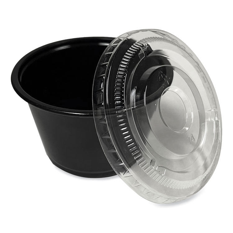 Souffle/Portion Cups, 4 oz, Plastic, Black, 2,500/Carton