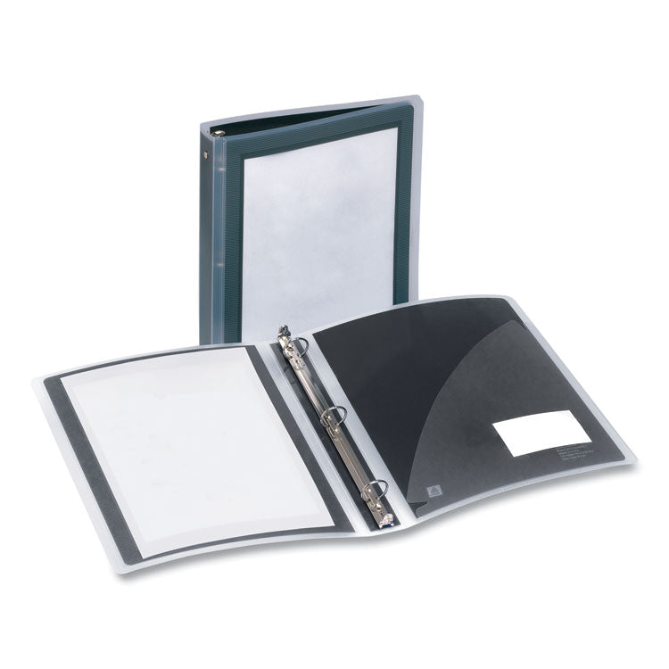 Flexi-View Binder With Round Rings, 3 Rings, 1.5" Capacity, 11 X 8.5, Black