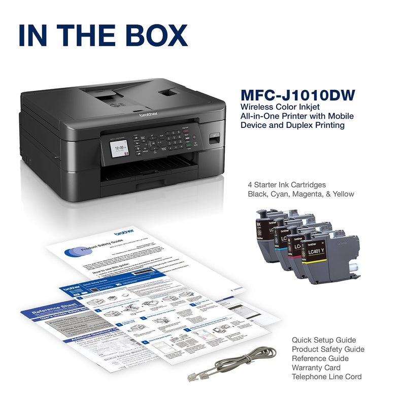 Brother MFC-J1010DW Wireless Color Inkjet Printer, All-In-One, Print, Scan, Copy, Fax (MFCJ1010DW)
