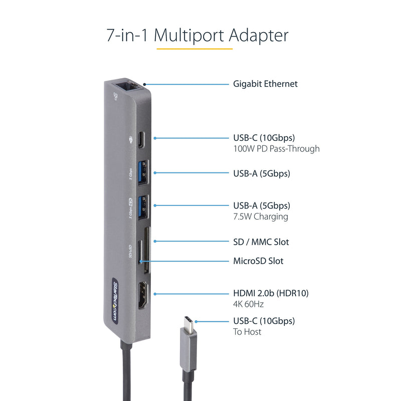StarTech USB C Multiport Adapter for USB-C Laptop/Tablet (DKT30CHSDPD1)