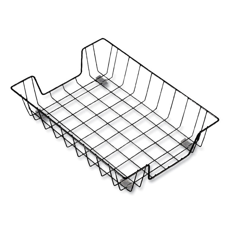 Wire Metal Letter Tray, 1 Section, Letter Size Files, 10" x 14.13" x 3", Black