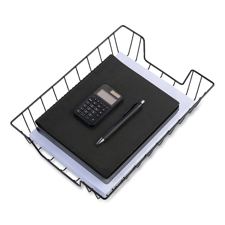 Wire Metal Letter Tray, 1 Section, Letter Size Files, 10" x 14.13" x 3", Black
