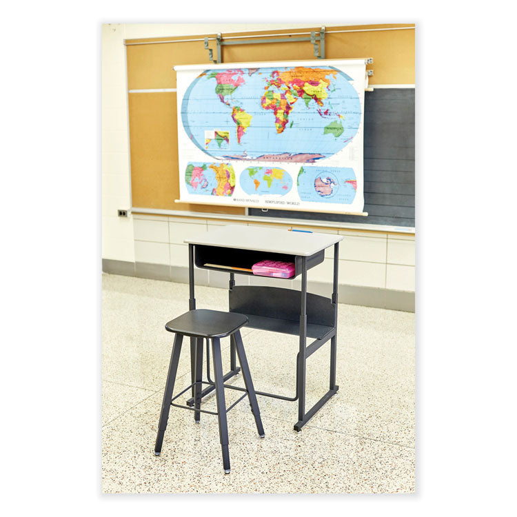 Alphabetter Adjustable-Height Student Stool, Backless, Supports Up To 250 Lb, 35.5" Seat Height, Black