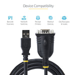 StarTech.com 3.3ft USB-A to Serial DB9 Cable, Male to Male, RS232 Printer/Switch/PLC, Black (1P3FP-USB-SERIAL)
