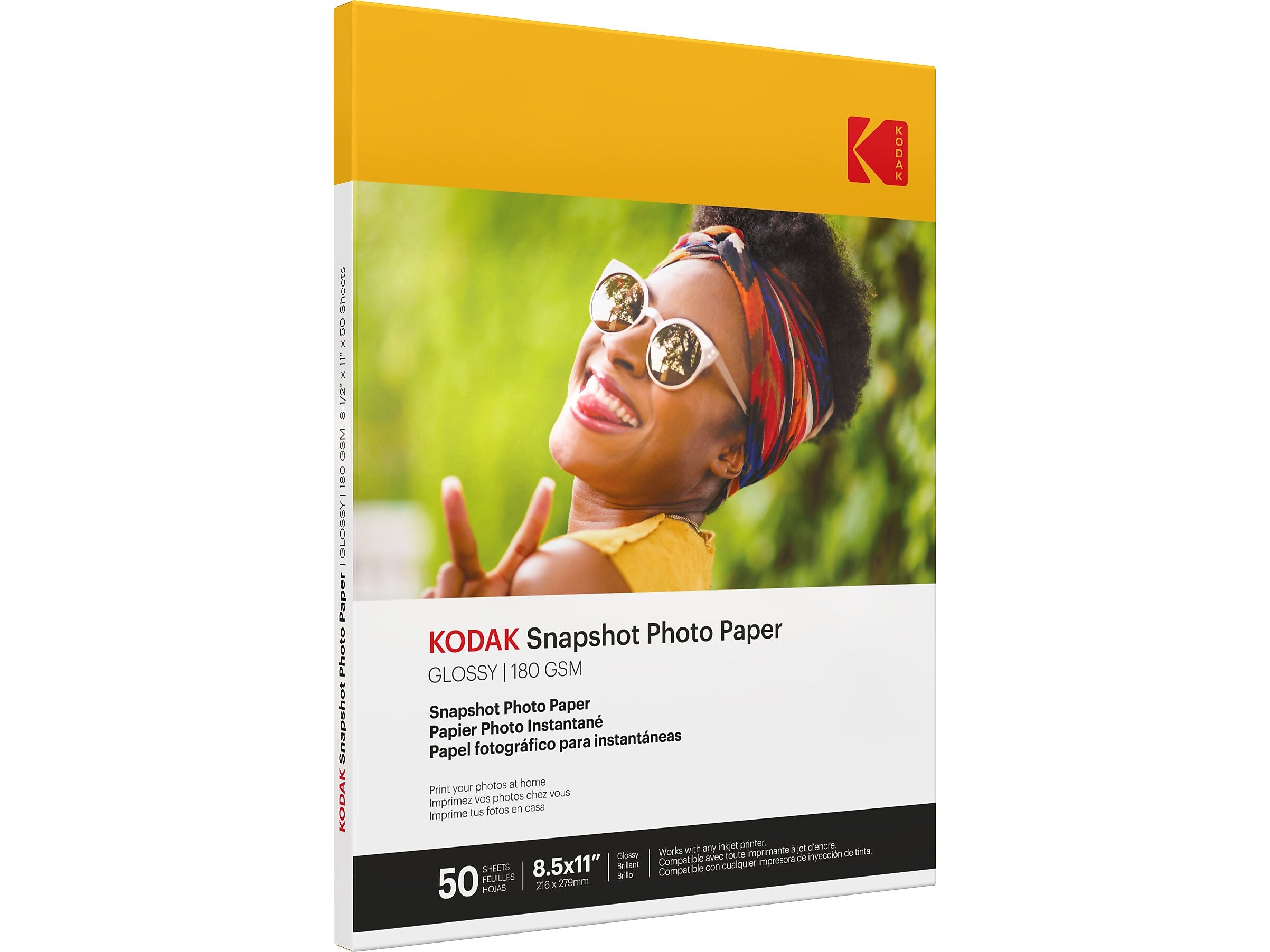 Kodak Snapshot Glossy Photo Paper, 8.5" x 11", 50 Sheets/Pack (41301)