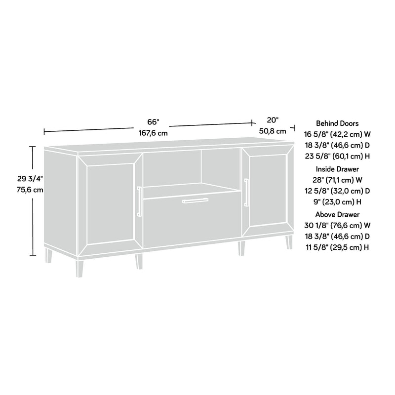 Sauder Tiffin Line 30"H Storage Credenza with 3 Shelves, Raven Oak (433265)