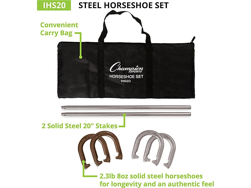 Champion Sports Horseshoes Set, Silver/Bronze (IHS20)