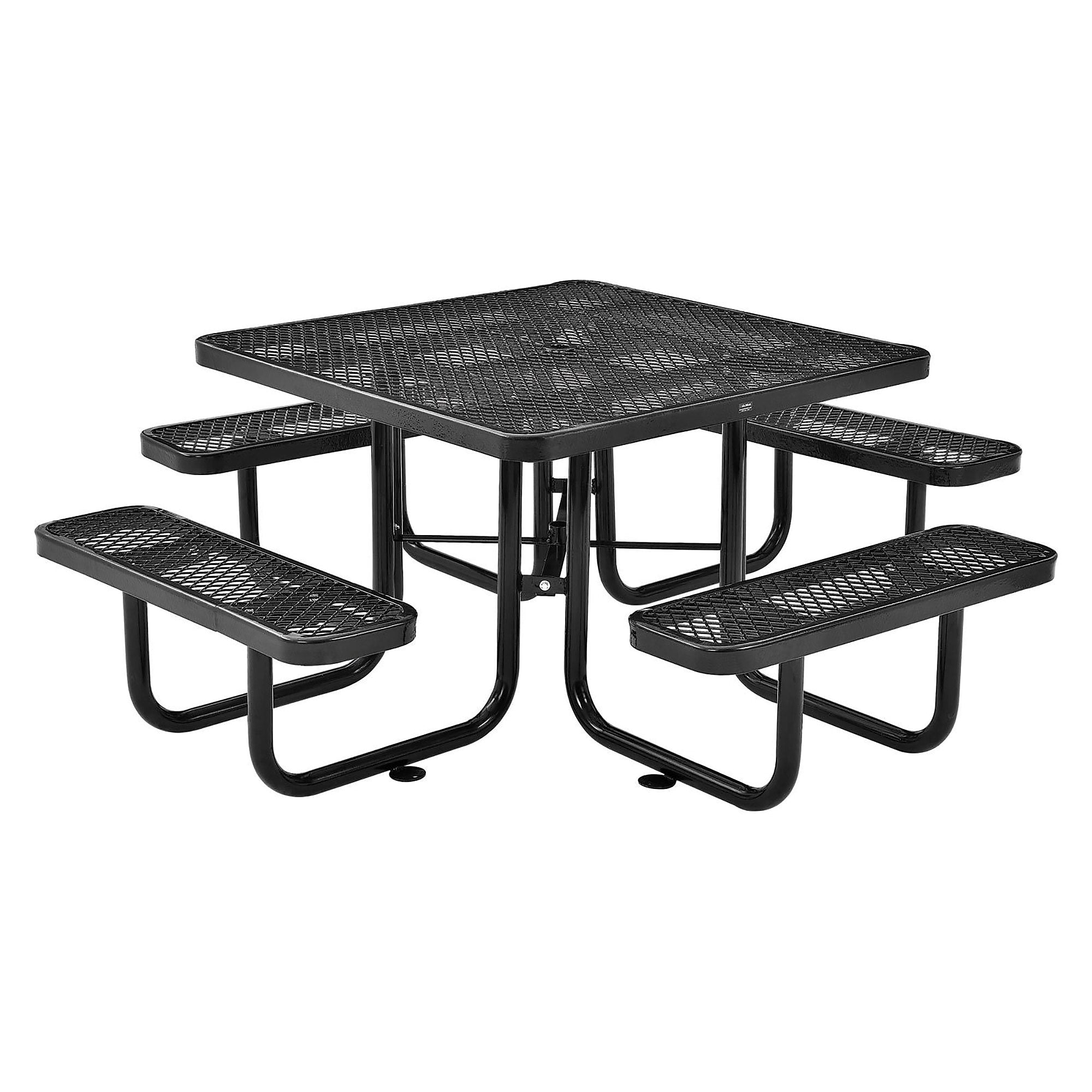 Global Industrial 46" Square Outdoor Steel Picnic Table, Expanded Metal, Black (277151BK)