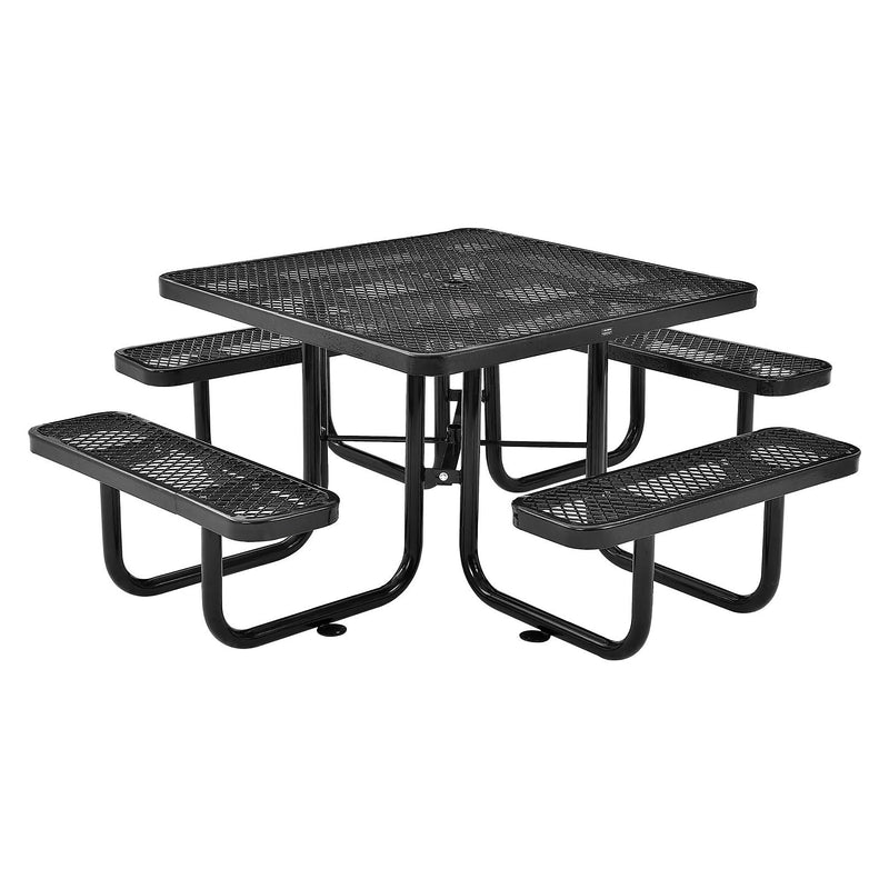 Global Industrial 46" Square Outdoor Steel Picnic Table, Expanded Metal, Black (277151BK)