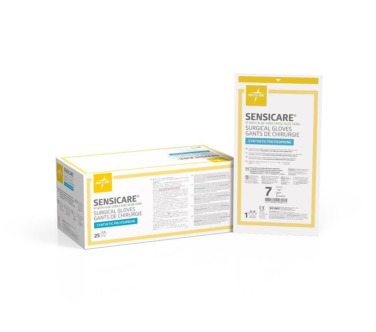 SensiCare PI with Aloe Surgical Gloves, Latex-Free, Small, White, 25/Box (MSG1070Z)