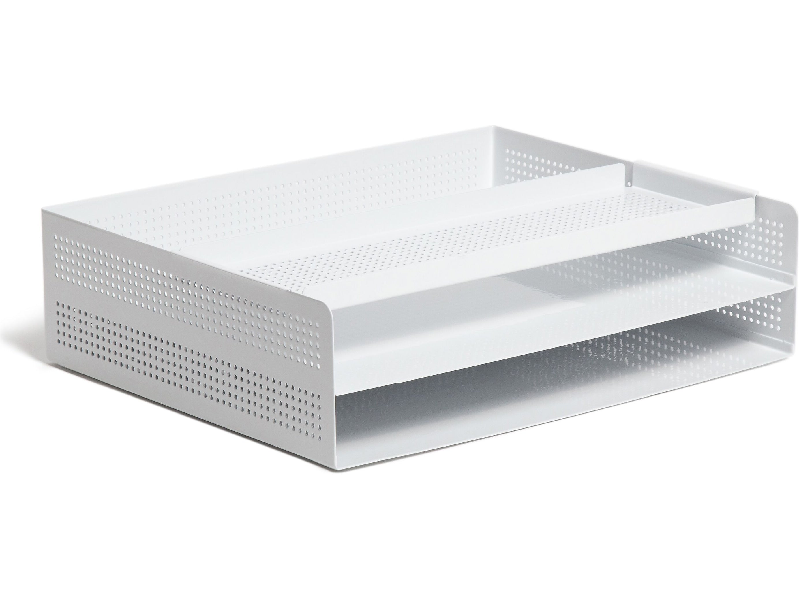 U Brands The Perforated Collection Metal Front Loading Letter Tray, Letter Size, White (5718U01-06)