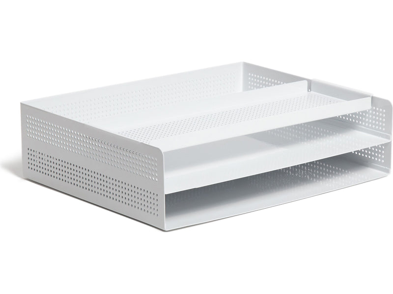 U Brands The Perforated Collection Metal Front Loading Letter Tray, Letter Size, White (5718U01-06)