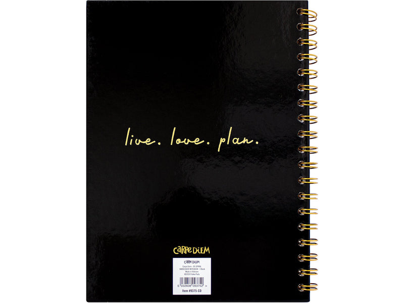 Carpe Diem 1-Subject Notebook, 7.5" x 9.75", Wide-Ruled, 80 Sheets, Black (9375-CD)