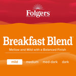Folgers Breakfast Blend Ground Coffee, Light Roast, 22.6 oz., Each (SMU30440)