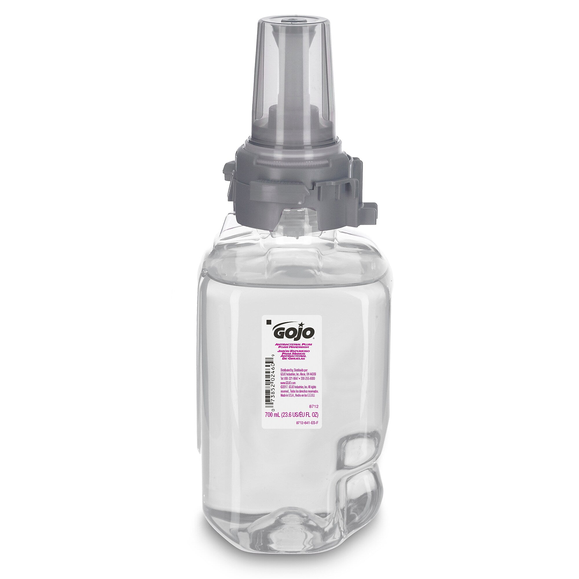 GOJO Antibacterial Foaming Hand Soap Refill for ADX-12 Dispenser, Plum Scent, 1250 mL, 3/Carton (8812-03)