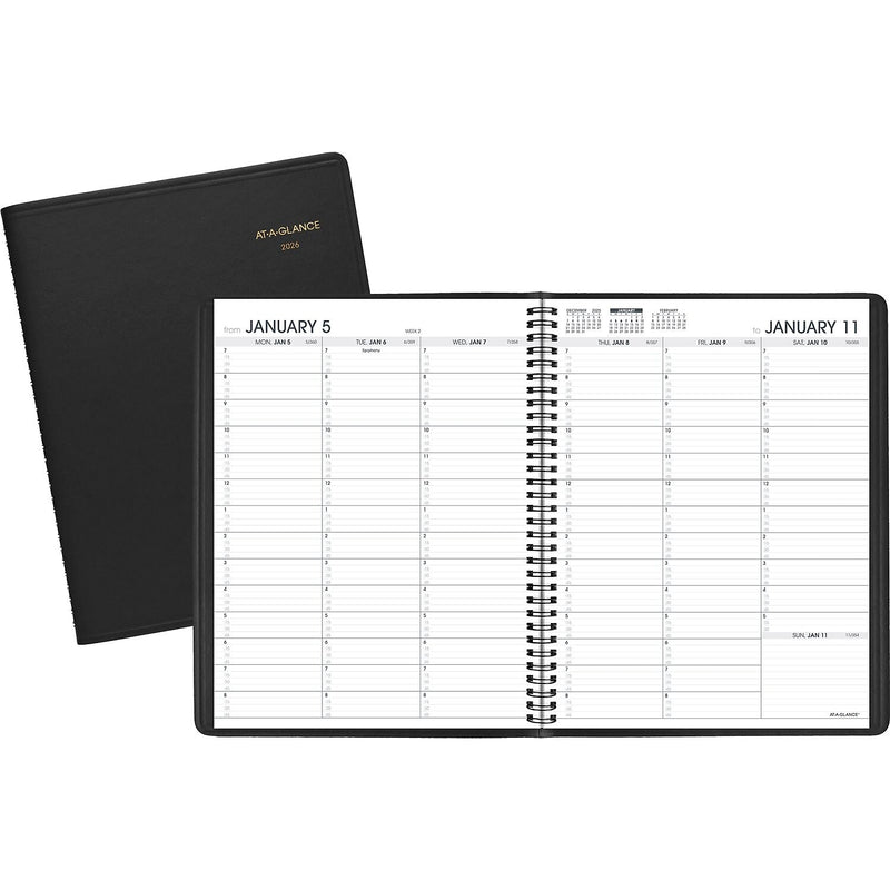 2026 AT-A-GLANCE 8.25" x 11" Weekly Appointment Book, Faux Leather Cover, Black (70-950-05-26)