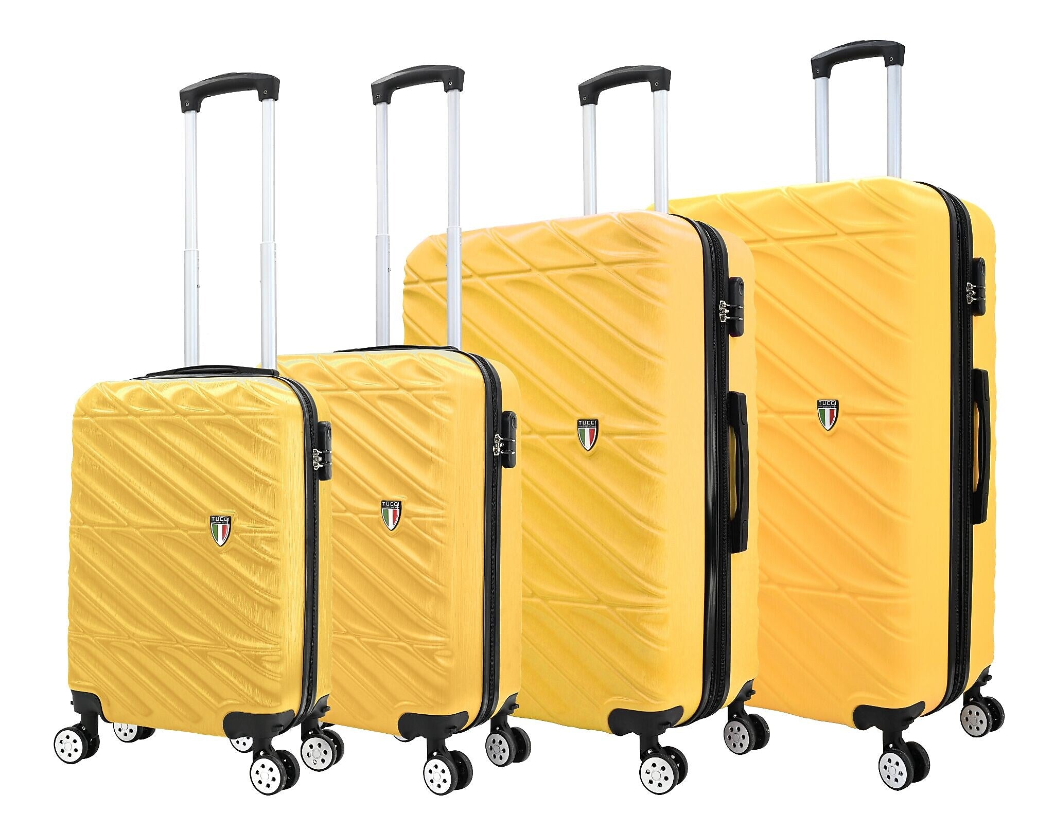 TUCCI 4-Piece Hardside Spinner Carry-On Luggage Set, TSA Checkpoint Friendly (T0533-04PC-MUYL)