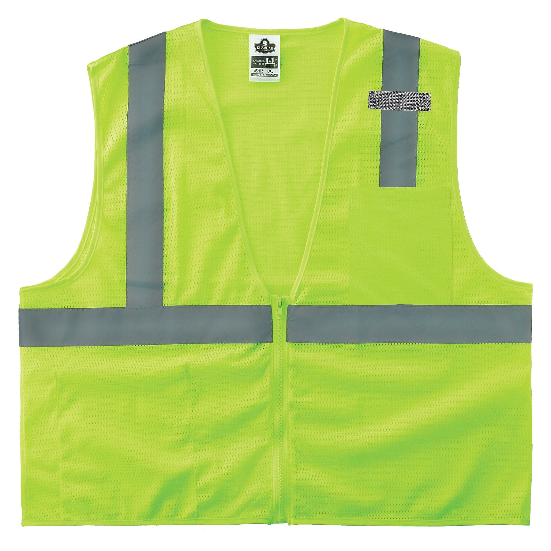 Ergodyne GloWear 8210Z High Visibility Sleeveless Safety Vest, ANSI Class R2, Lime, S/M (21053)