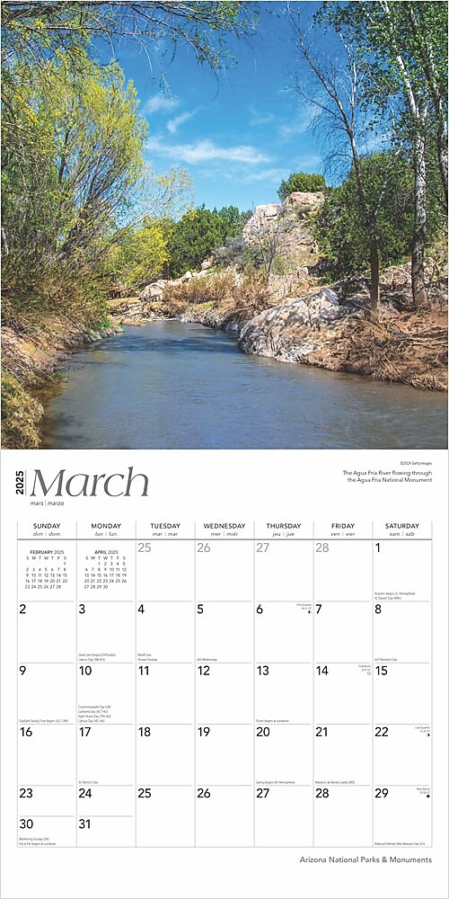 2025 BrownTrout Arizona National Parks & Monuments 12" x 12" Monthly  Wall Calendar (9781975476007)