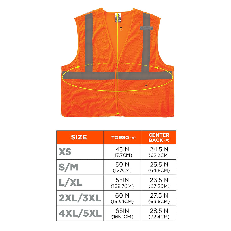 Ergodyne GloWear 8215BA High Visibility Sleeveless Safety Vest, ANSI Class R2, Orange, Large (21065)