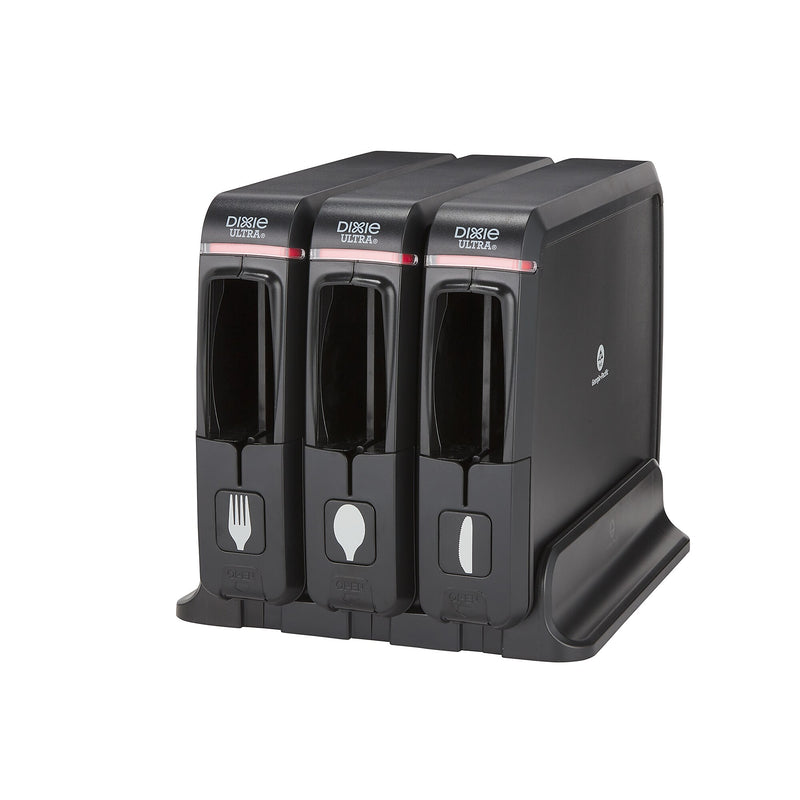 Dixie Ultra Triple Pack SmartStock Series-W Plastic Cutlery Dispenser, Black, 3/Carton (SSW3D85)
