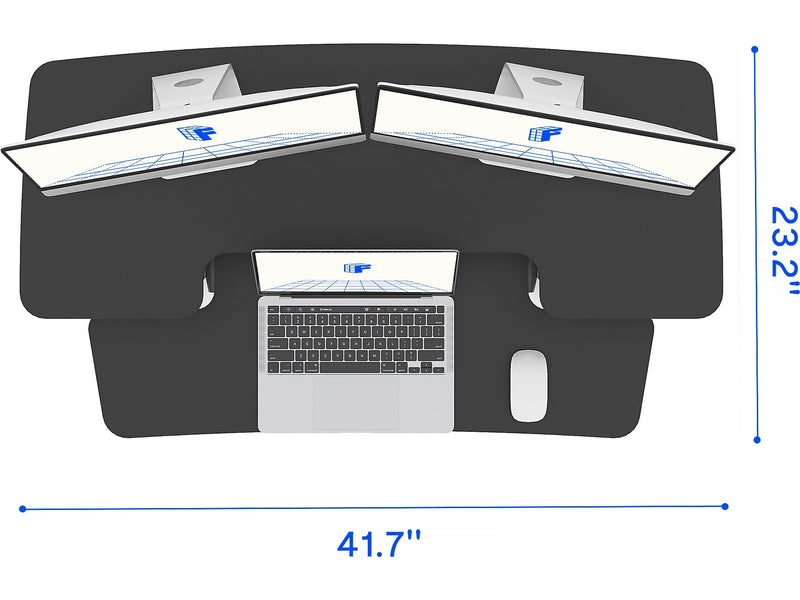 FlexiSpot M7 Series 42"W Manual Rectangular Adjustable Standing Desk Converter, Black (M7-E-42B)