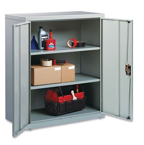 OIF 42"H Steel Storage Cabinet with 3 Shelves, Light Gray (CM4218LG)