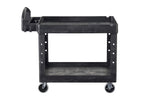 Rubbermaid Heavy Duty 2-Shelf Plastic/Poly Mobile Utility Cart with Lockable Wheels, Black (FG452088BLA)