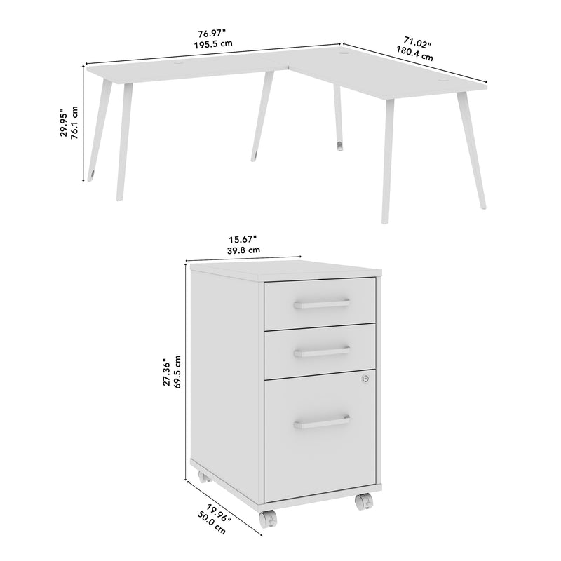 Bush Business Furniture Vista 60"W L Shaped Desk with Mobile File Cabinet, Natural Elm (VST008NESU)