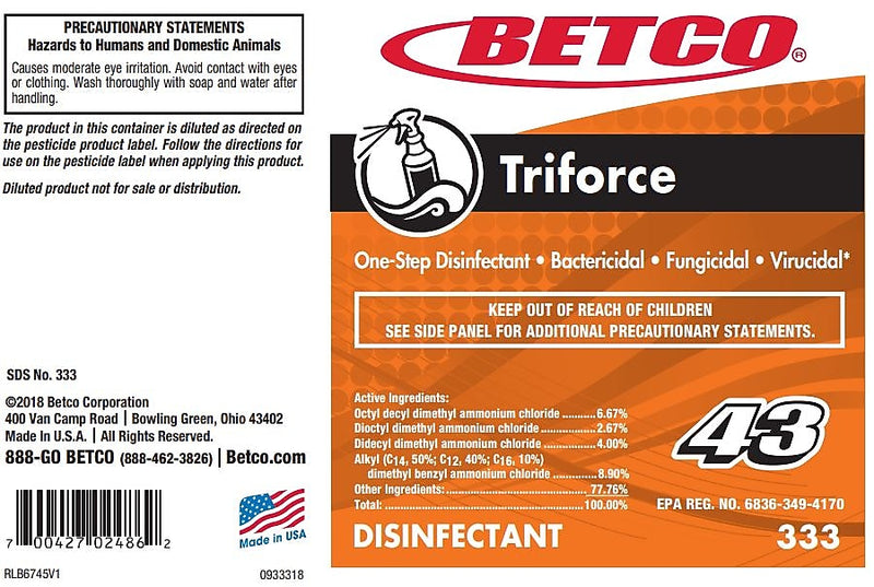 Betco Triforce Secondary Label, 24/Pack (3339090)