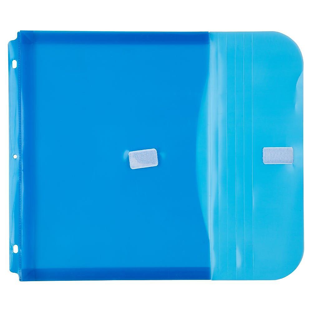 JAM Paper Poly Binder Pocket, 3-Hole Punched, Blue, 12/Pack (218VB1BU)
