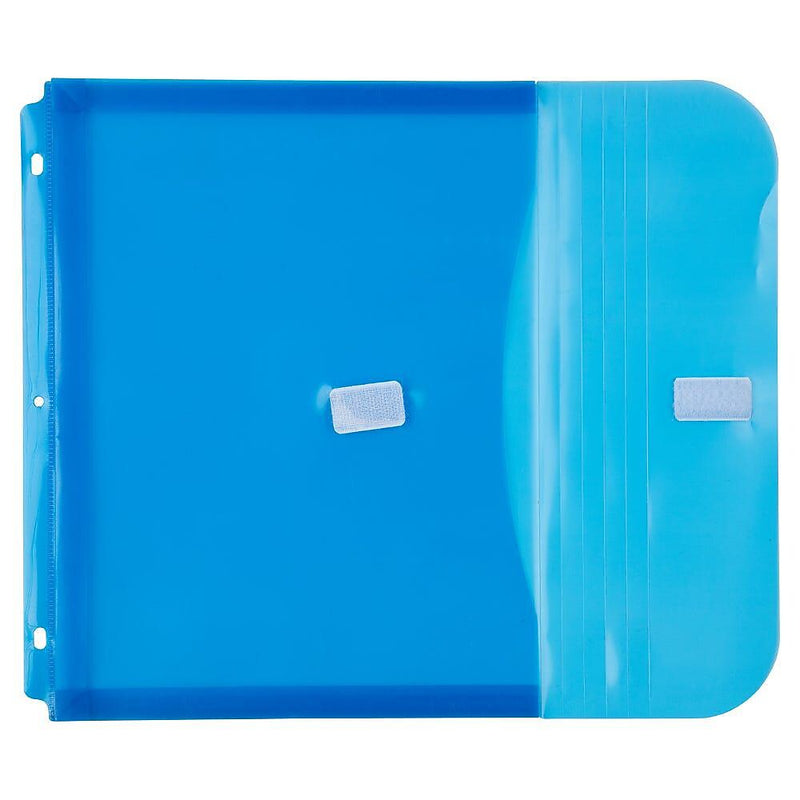JAM Paper Poly Binder Pocket, 3-Hole Punched, Blue, 12/Pack (218VB1BU)