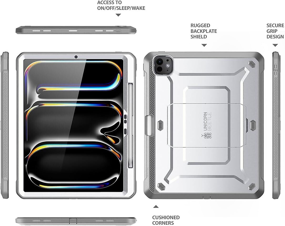 SUPCASE Unicorn Beetle Pro Plastic 13" Fullbody Case for iPad Pro 13" 7th Generation, White (SUPIP2413UBPSPW)