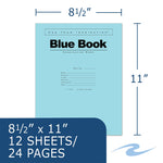 Roaring Spring Blue Book Exam Notebook, Wide Ruled, 11"x 8.5" 12 Sheets, 300/Pack (77519CS)