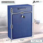 AdirOffice Steel Large Wall Mounted Drop Box Interoffice Mailbox, Key Lock, Blue (631-04-BLU-PKG)