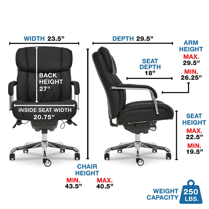 La-Z-Boy Sutherland Ergonomic Faux Leather Swivel Computer and Desk Chair, Black (CHR10048A)
