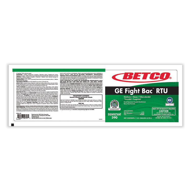 GE Fight Bac RTU Disinfectant, Fresh Scent, 1 gal Bottle