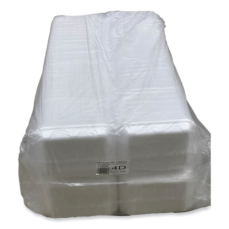 Meat Trays, #4D, 9.47 x 7.12 x 1.32, White, Foam, 500/Carton