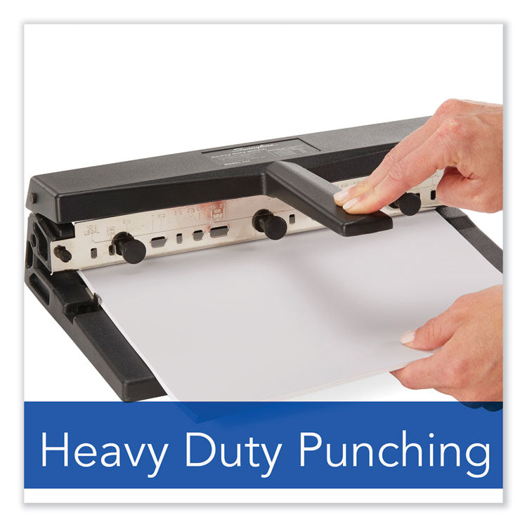 40-Sheet Heavy-Duty Two- To Seven-Hole Adjustable Heavy-Duty Paper Punch, 9/32" Holes, Black