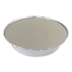 Round Aluminum To-Go Containers with Lid, 48 oz, 9" Diameter x 1.66" h, Silver, 200/Carton